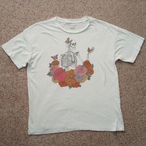 American Eagle Flowers Butterflies Skeleton Shirt